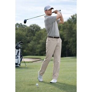 Johnston Murphy XC4 Mens Golf Pants Tan Performance Stretch Flat Front size 38 S